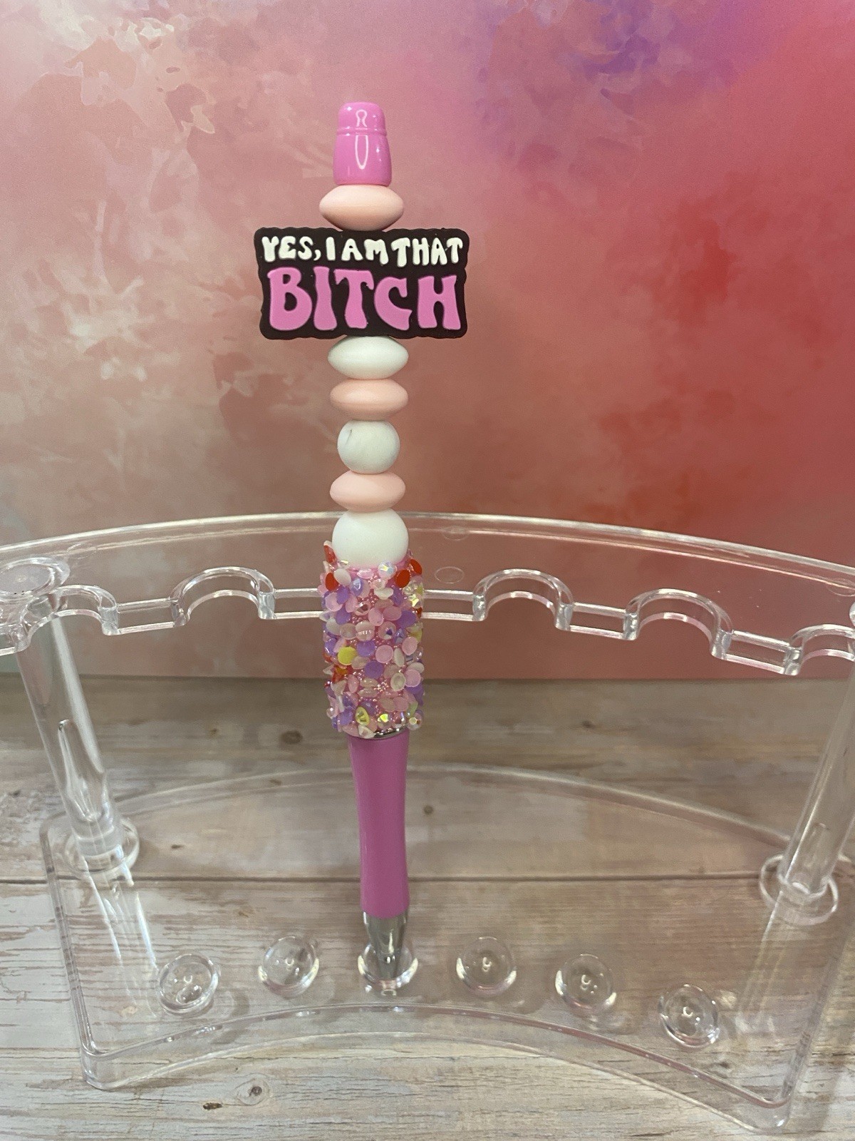 Beadable Ink Pen -Pink