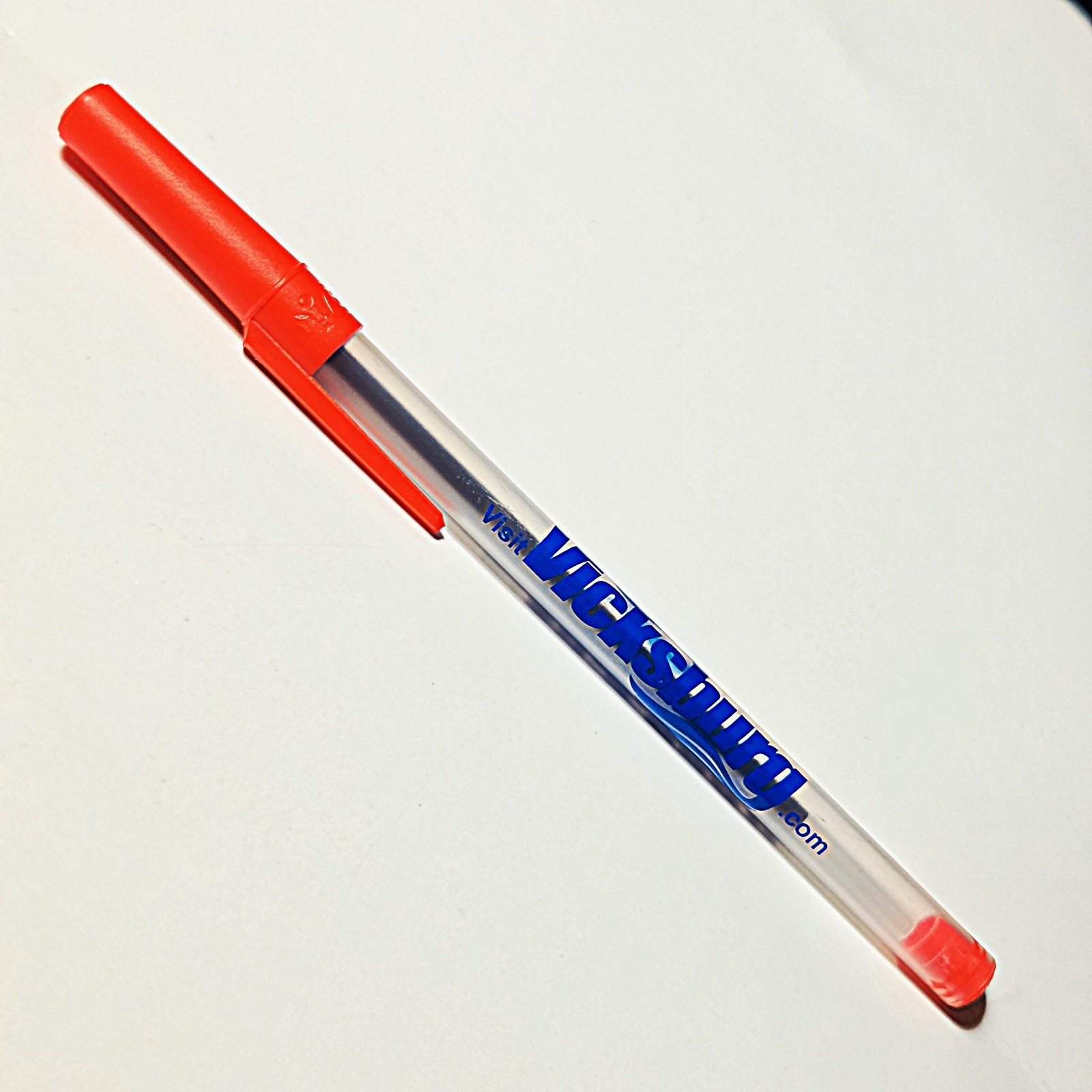 Vintage Bic Stick Ice F-27 Translucent Ballpoint Pen Advertising Vicksburg MS