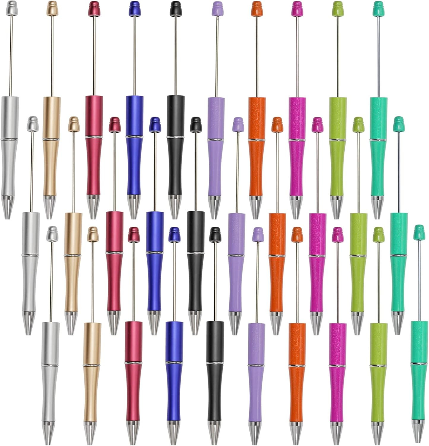30Pcs Beadable Pens Plastic Bead Ballpoint DIY Cute Cool Pens Black Ink for Wome