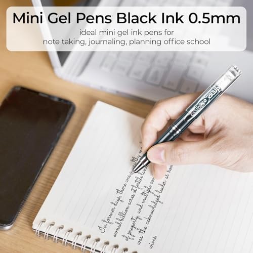 Mini Gel Pens Ink Gel Pen Fine Point 0.5mm, Roller Ball Gel Pens Smooth Black