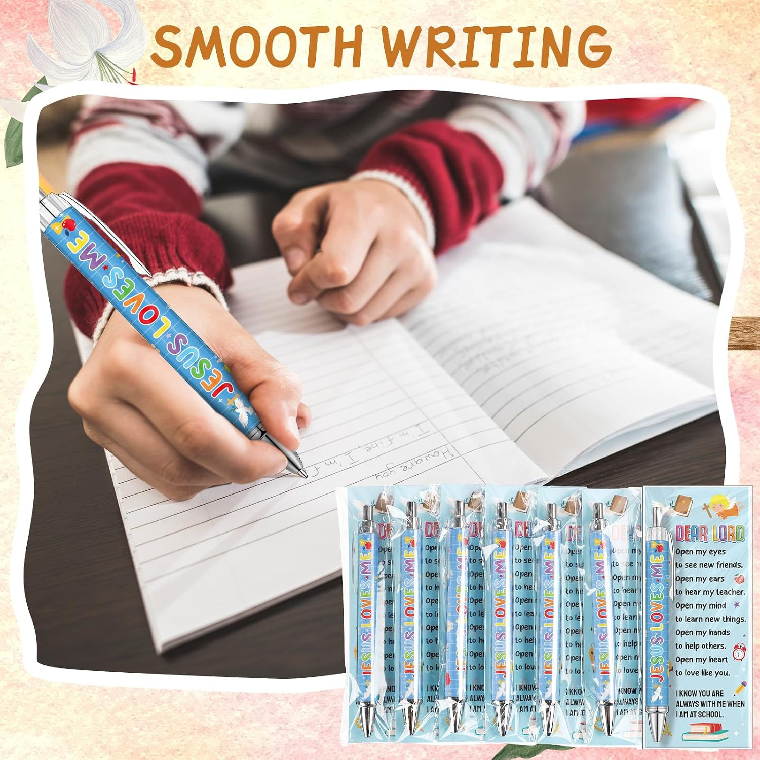 50 Sets Back to School Ballpoint Pens Christian Bible Verse Religious Pens First
