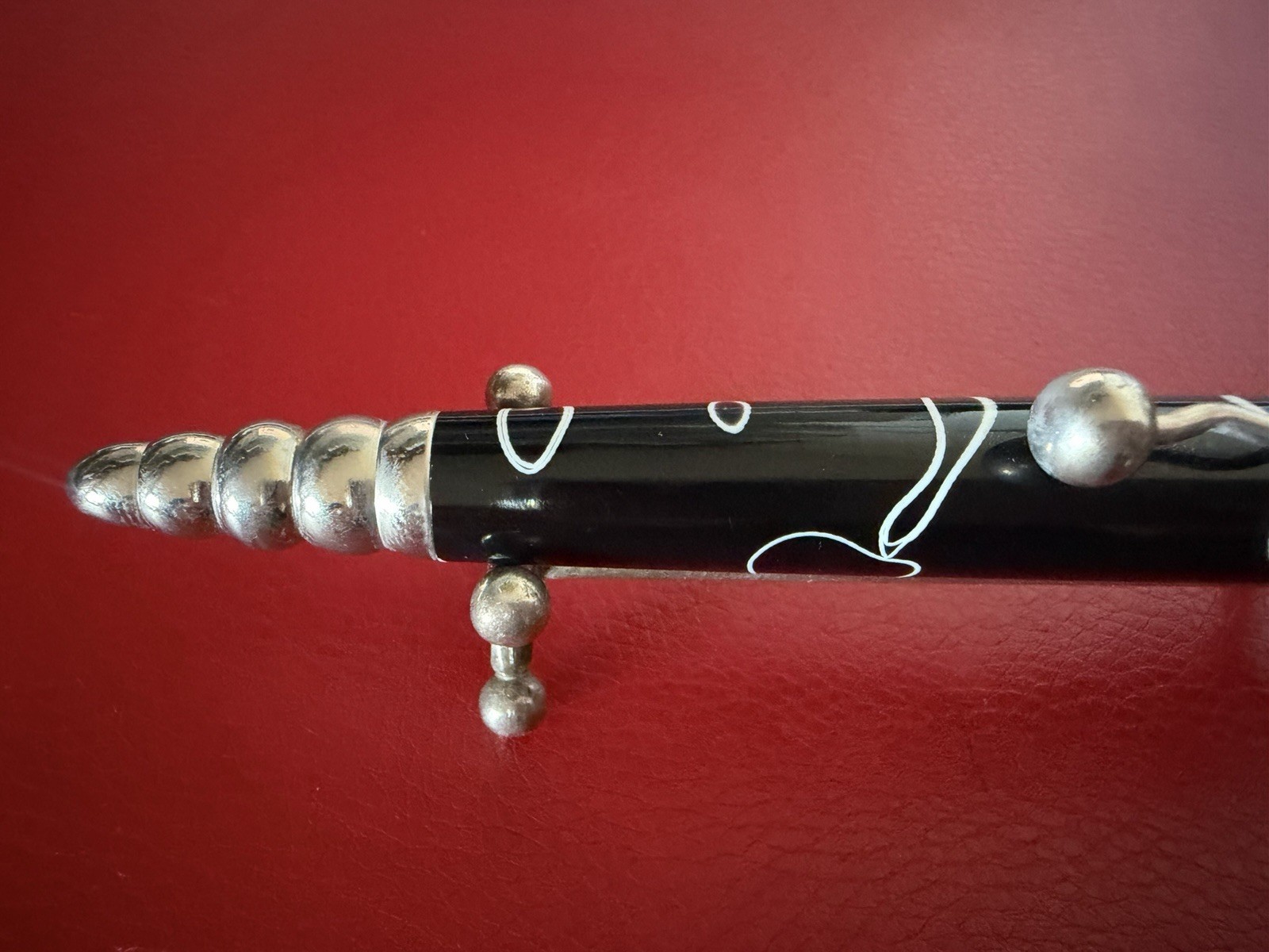 Jean Pierre Lepine Zig Zag Black Lacquer Ballpoint Pen With White Patterns