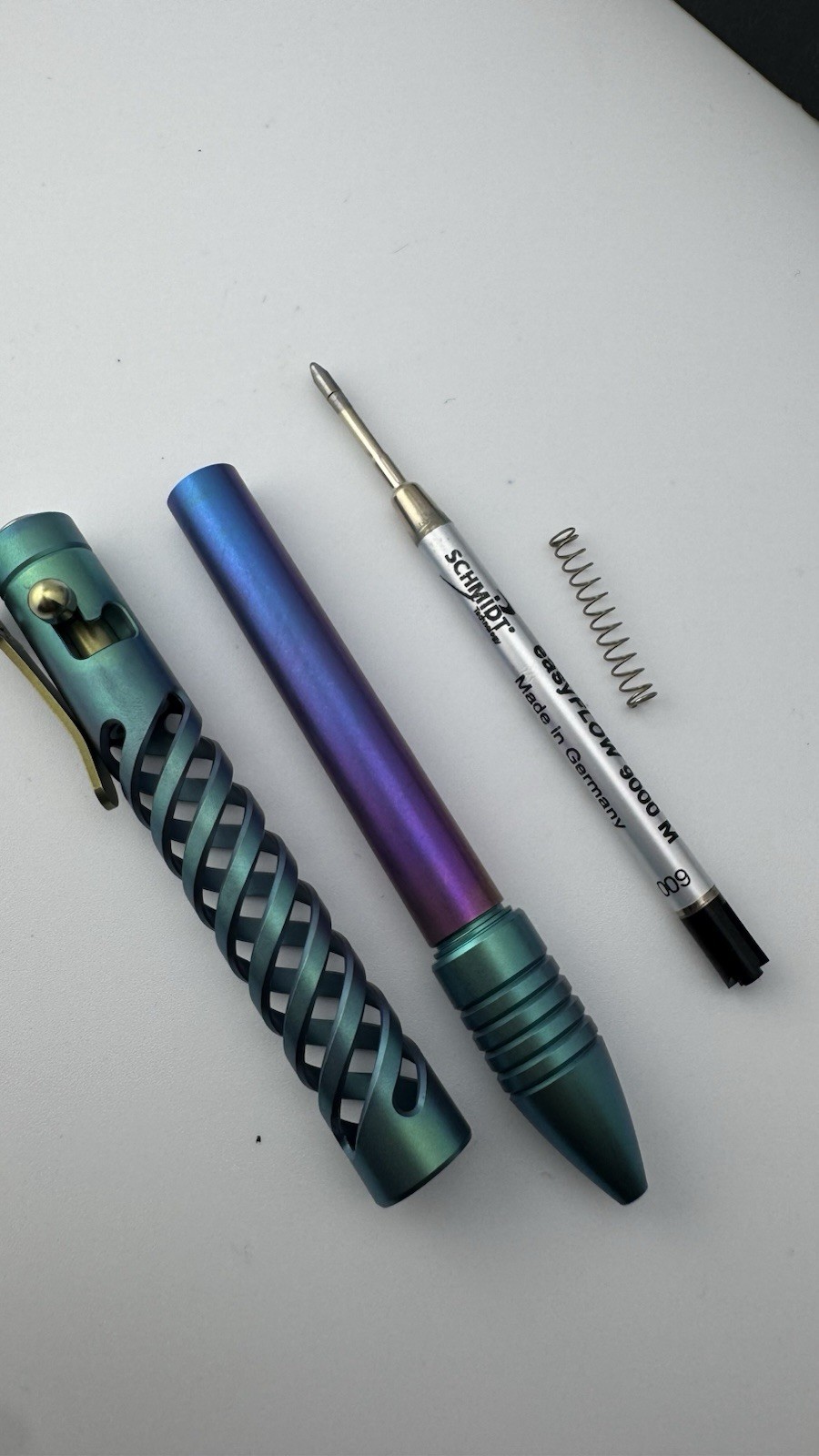 Original Chaves Knives Titanium Bolt Pen Spiral Tactical Green And Blue