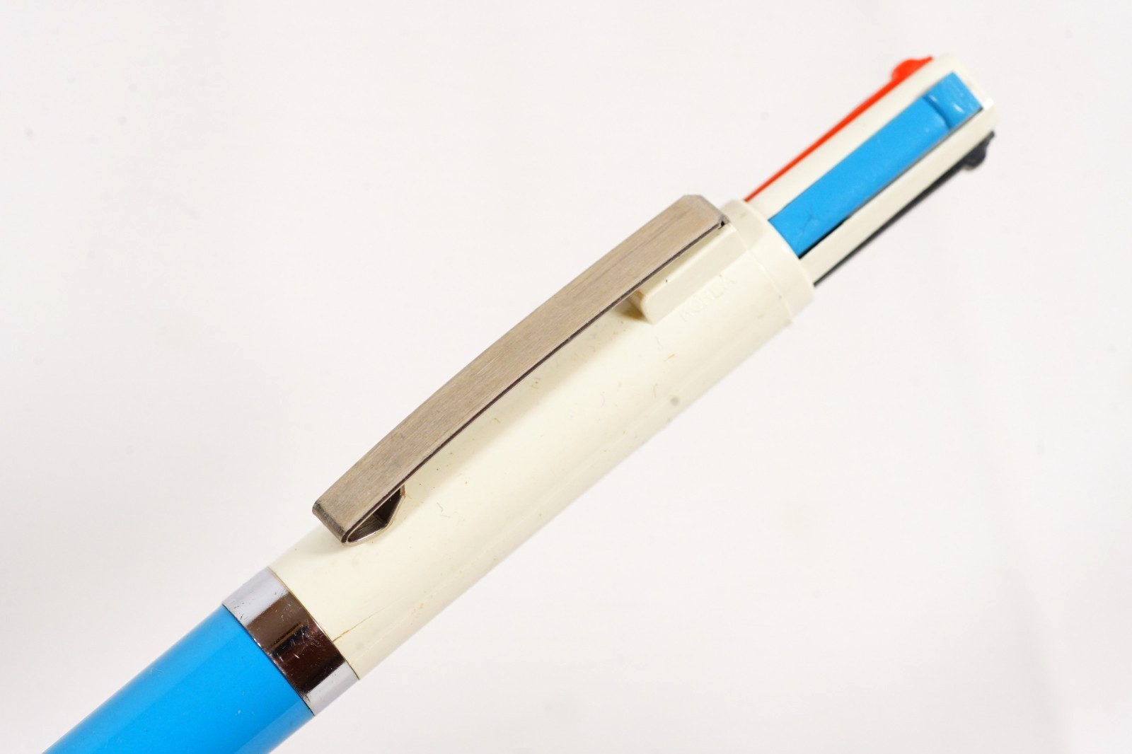 Vintage 4 Color Ballpoint Click Pen Multicolor White & Blue Pen