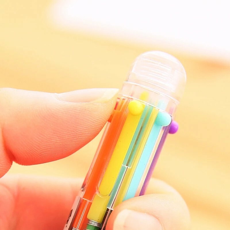 1 PC Ball Point Pen Marker Korea Creative Stationery Pen 6 Color In 1 Ballpoint
