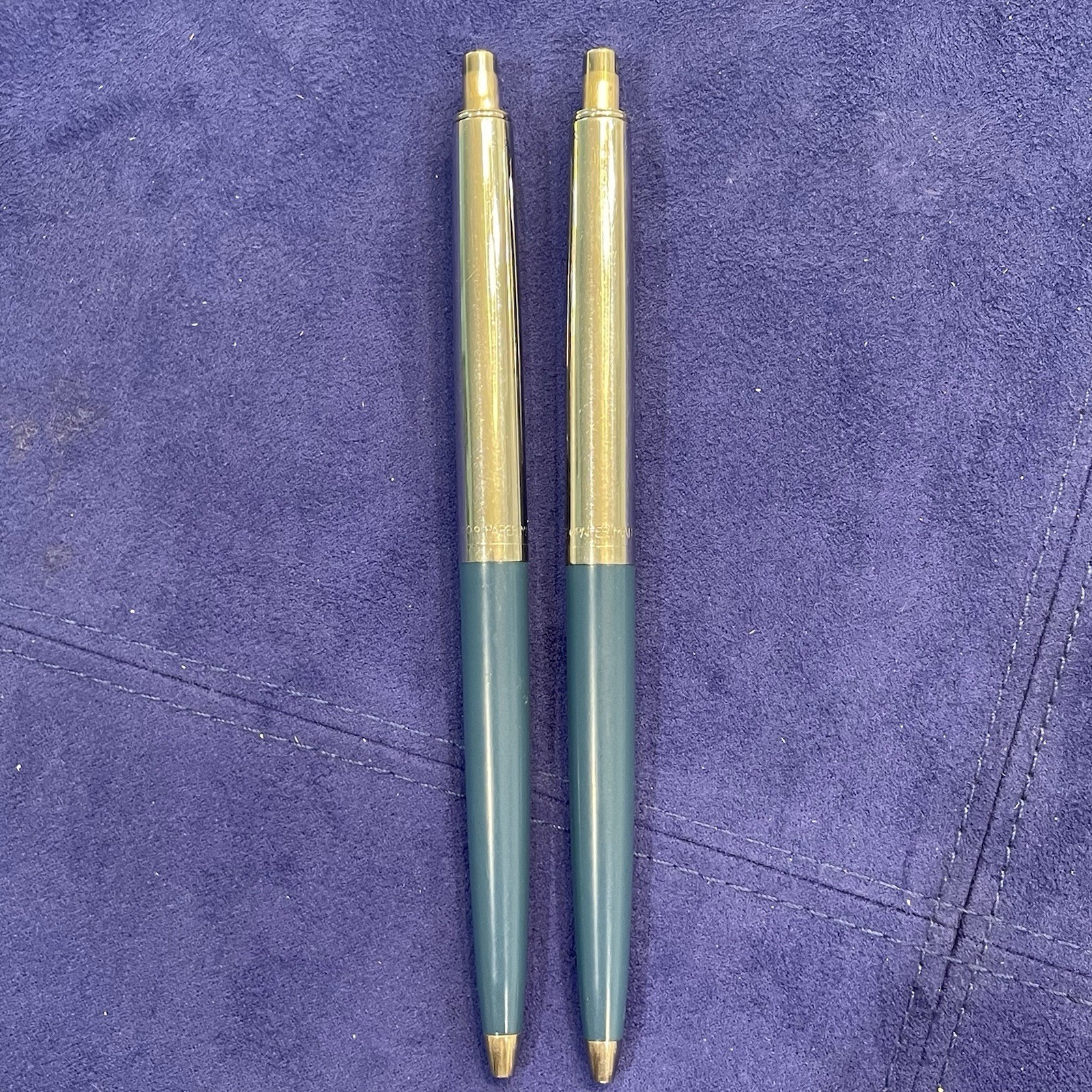 RARE VTG Paper Mate Double Heart Ballpoint Pens Made in Mexico(pair) Blue Chrome