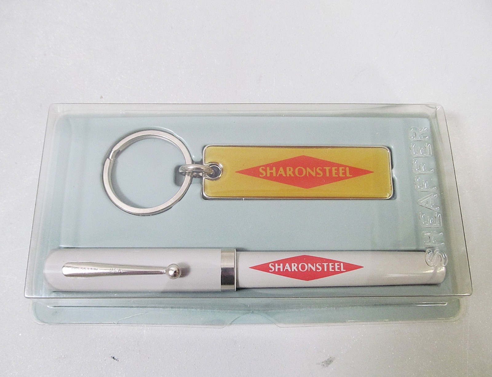 Vintage Sharon Steel Advertising Sheaffer Pen & Keychain Set New NOS