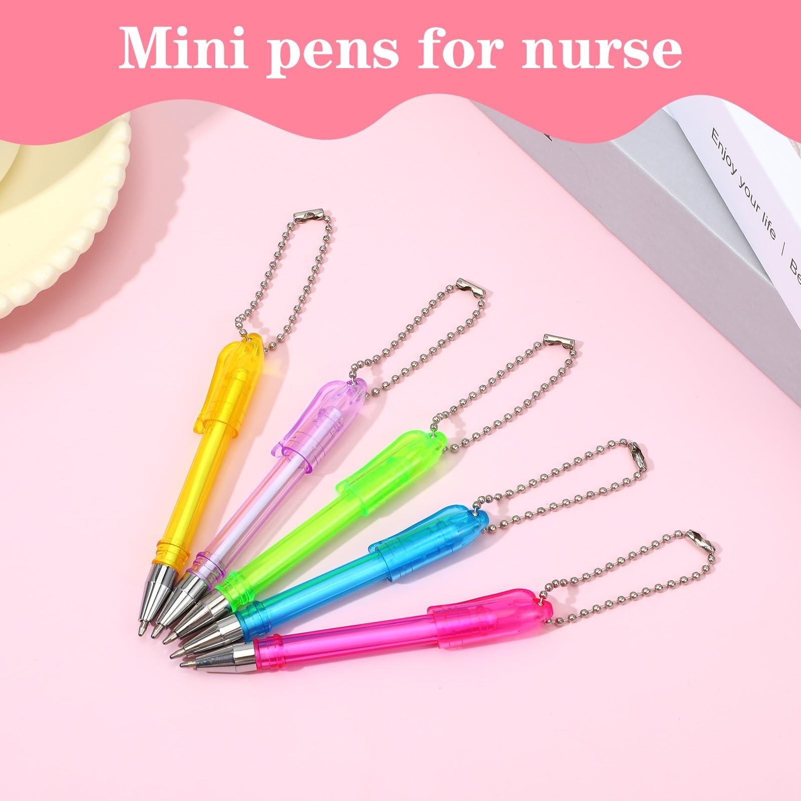 60 Pcs Mini Keychain Ballpoint Pens – Colorful Pocket Size with Keyring, 1.0mm I