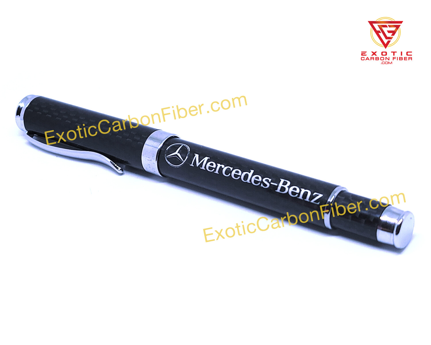 Mercedes Silver Text and Logo Carbon Fiber Ballpoint Pen – Great Gift!!