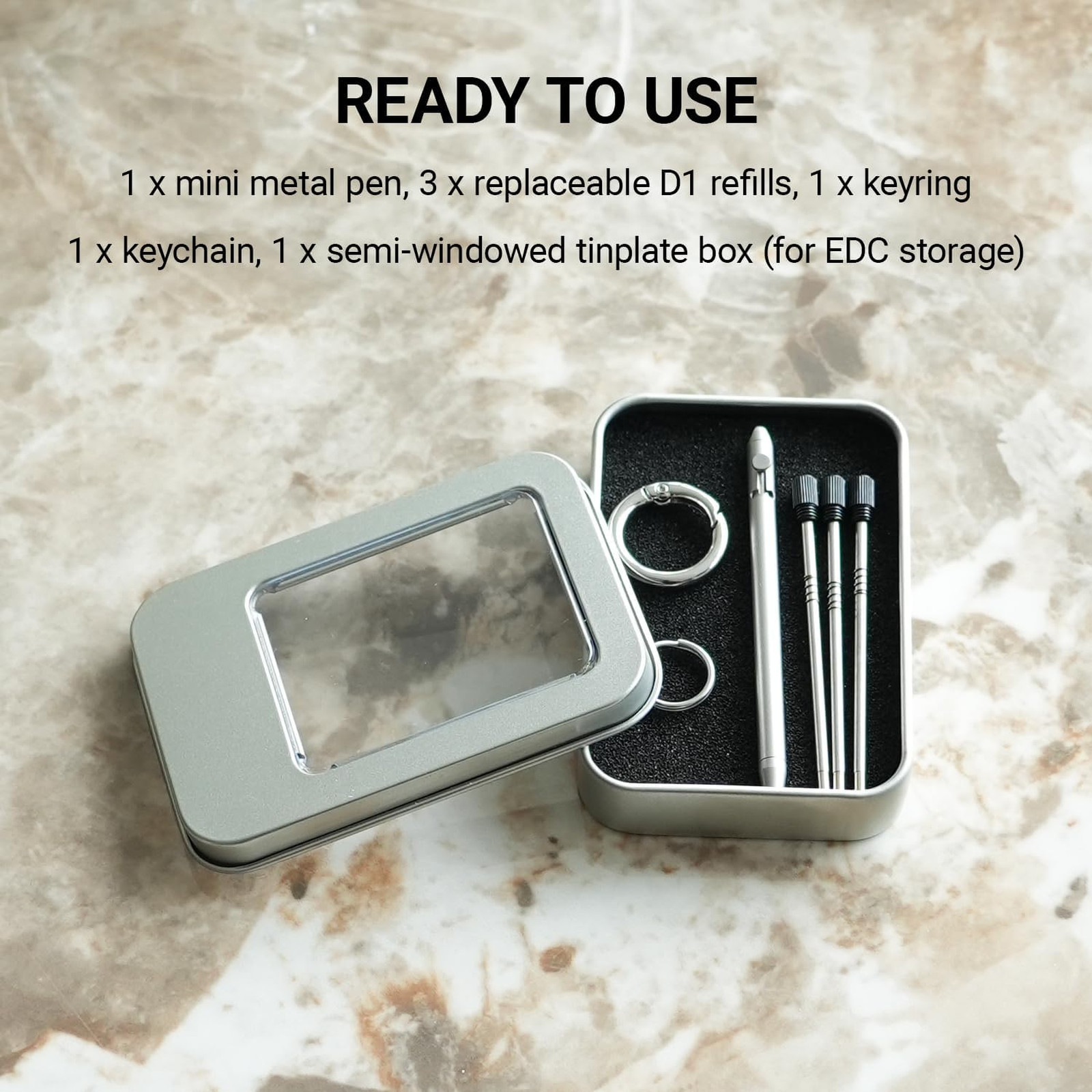 Mini EDC Pen Set, Small Metal Keychain Pocket Pen, Bolt Action Micro Refillable