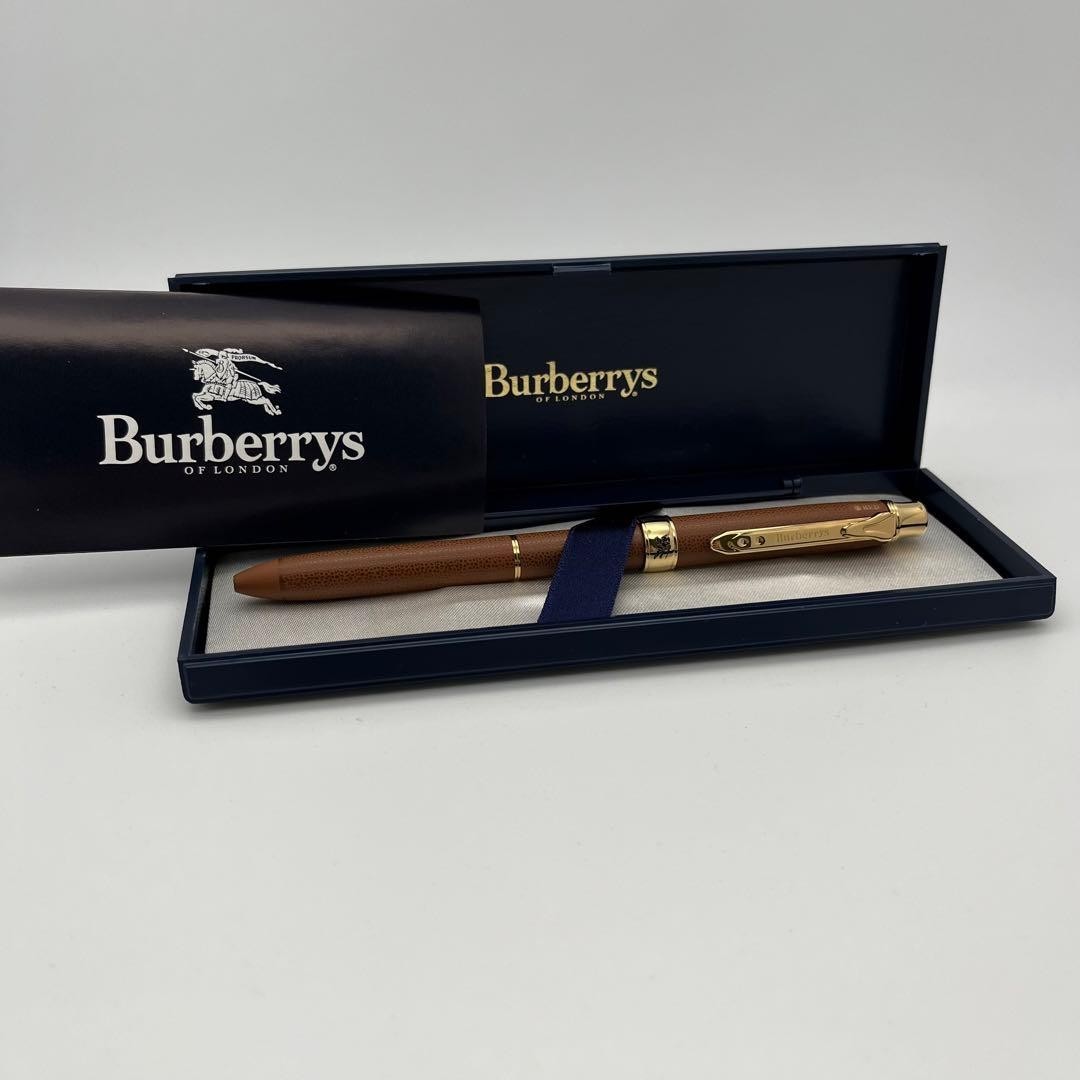 BURBERRY Ballpoint Pen Vintage Brown × Gold With Box excellent