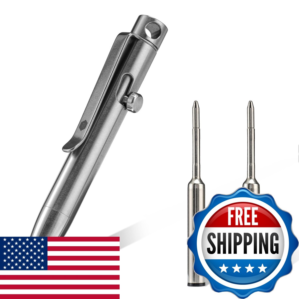 Keyunity Kp05St Bolt Action Edc Pen Clip Titanium Pocket Ballpoint Pen For