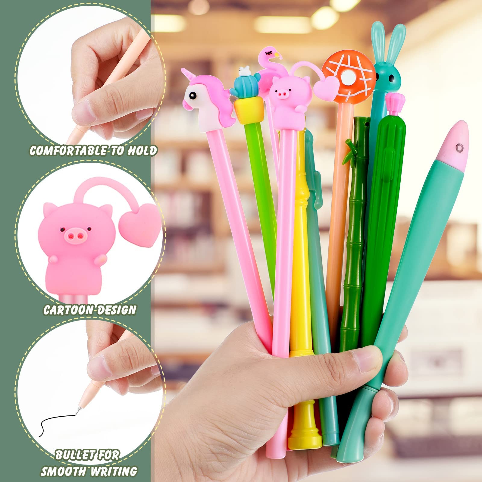15 Pcs Funny Pens Fun Cool Pen Bulk Unique Unicorn Cactus Kawaii Novelty 1 Count