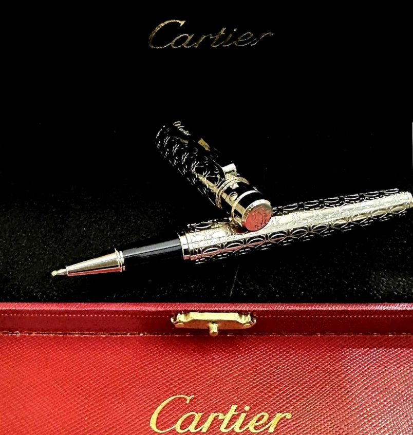 Cartier Santos Silver Trim Rollerball Pen Luxury Writing Gift Full Box 2026