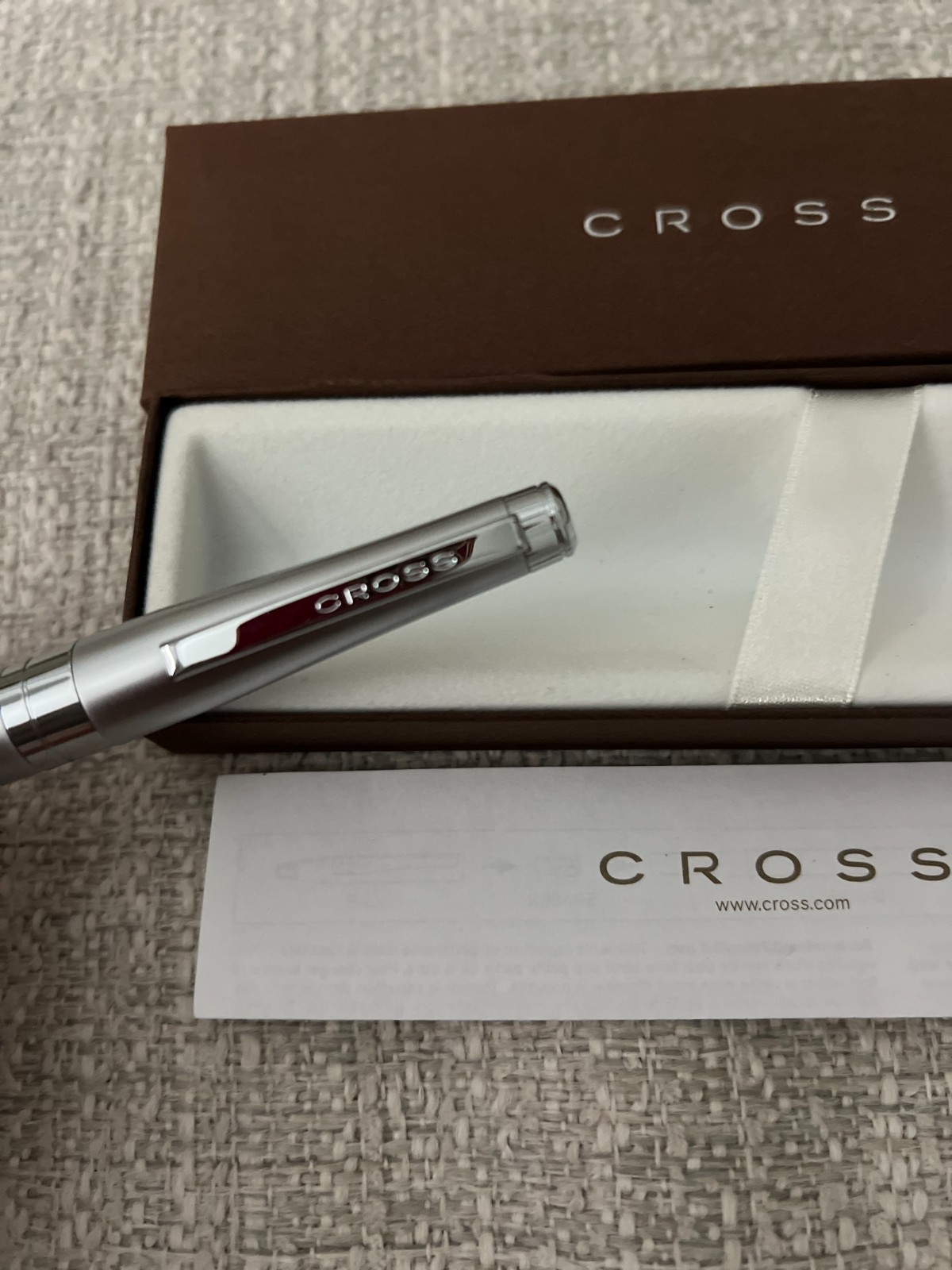 New CROSS Pen Satin Chrome Silver w/Box Classic Gift Writing Instrument