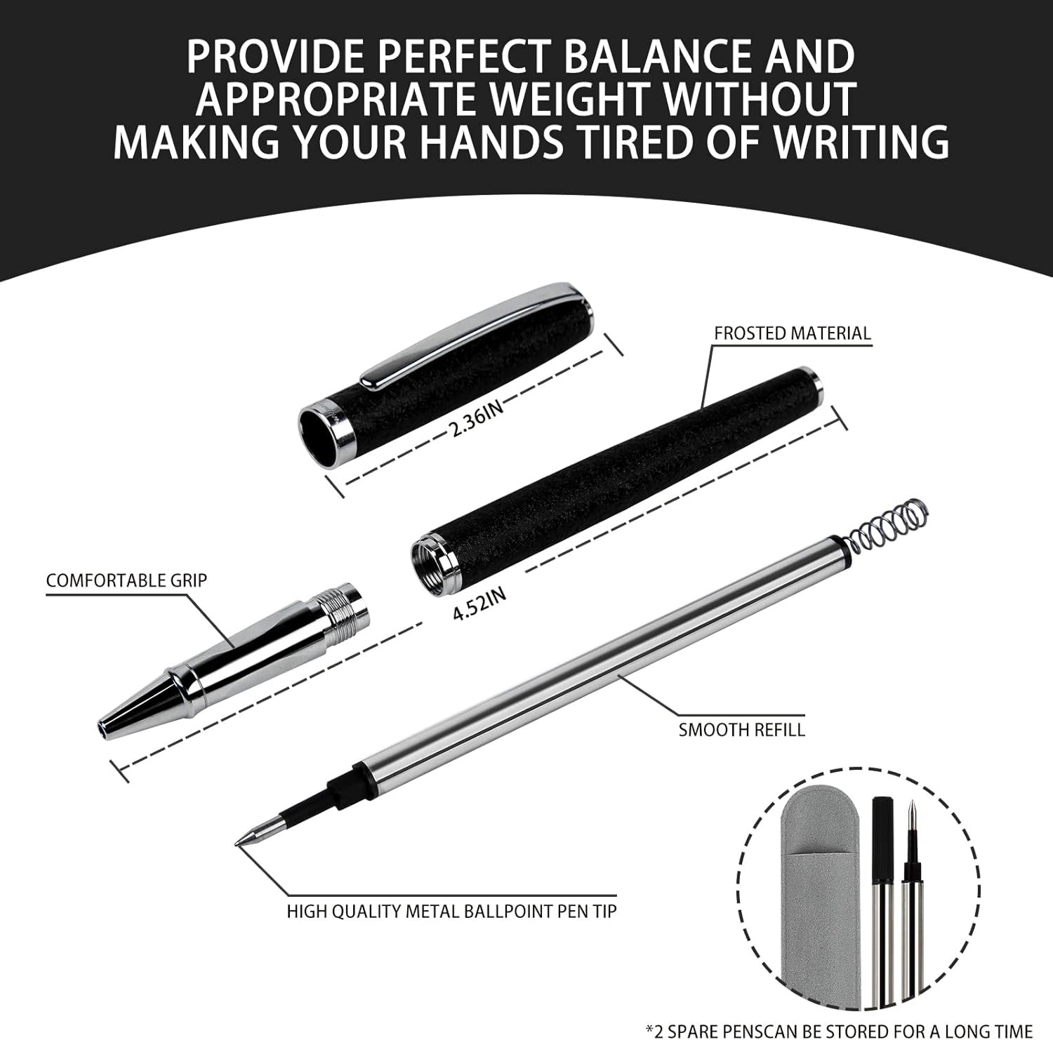 Nice Pens,Luxury Pen with Cace,Fancy Pens Ballpoint Pen Smooth Writing Experienc