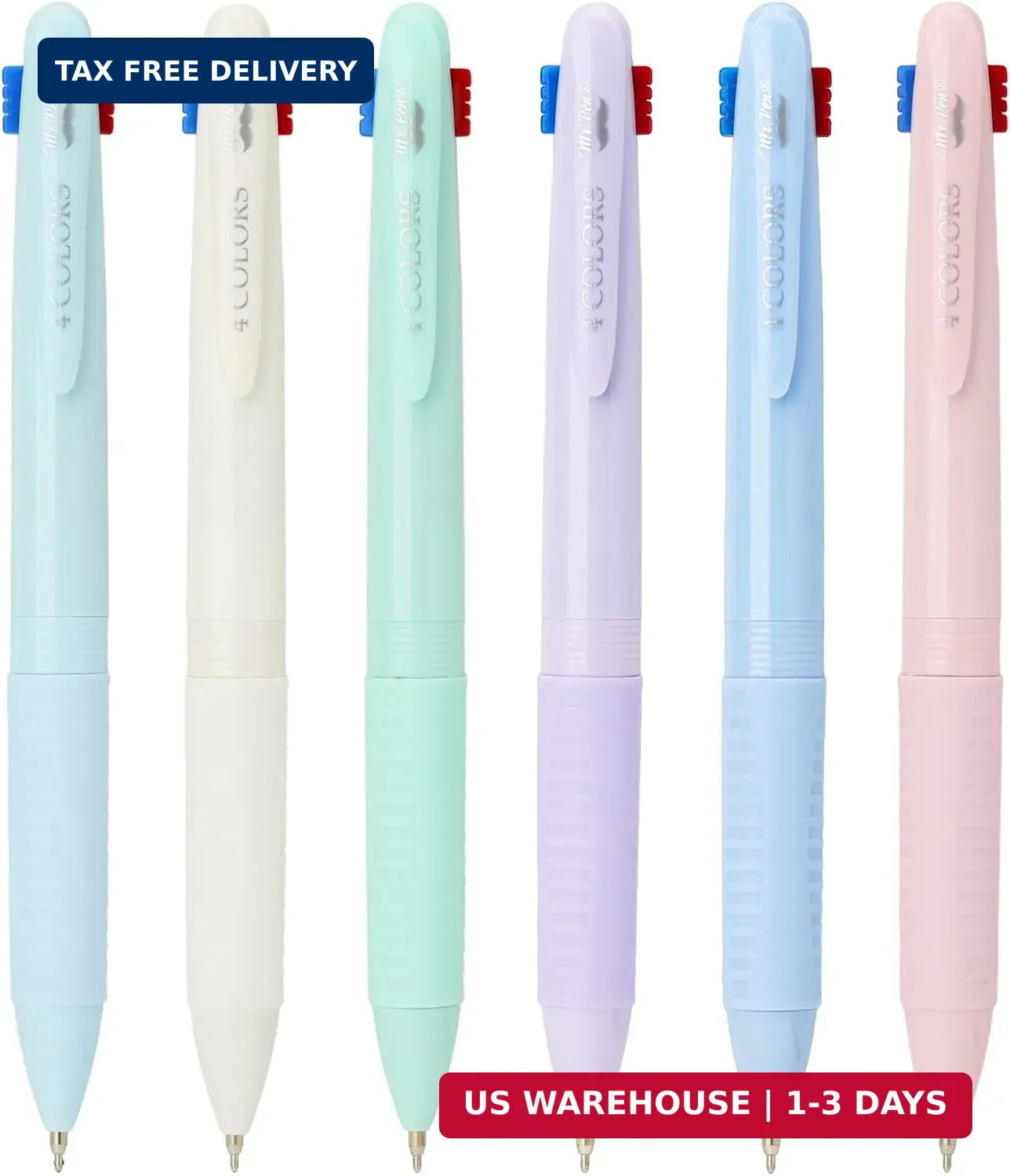 Mr. Pen- Multicolor Ballpoint Pen, 4-in-1, 6 Pack, Colorful Ink, 0.5mm | Fine Po