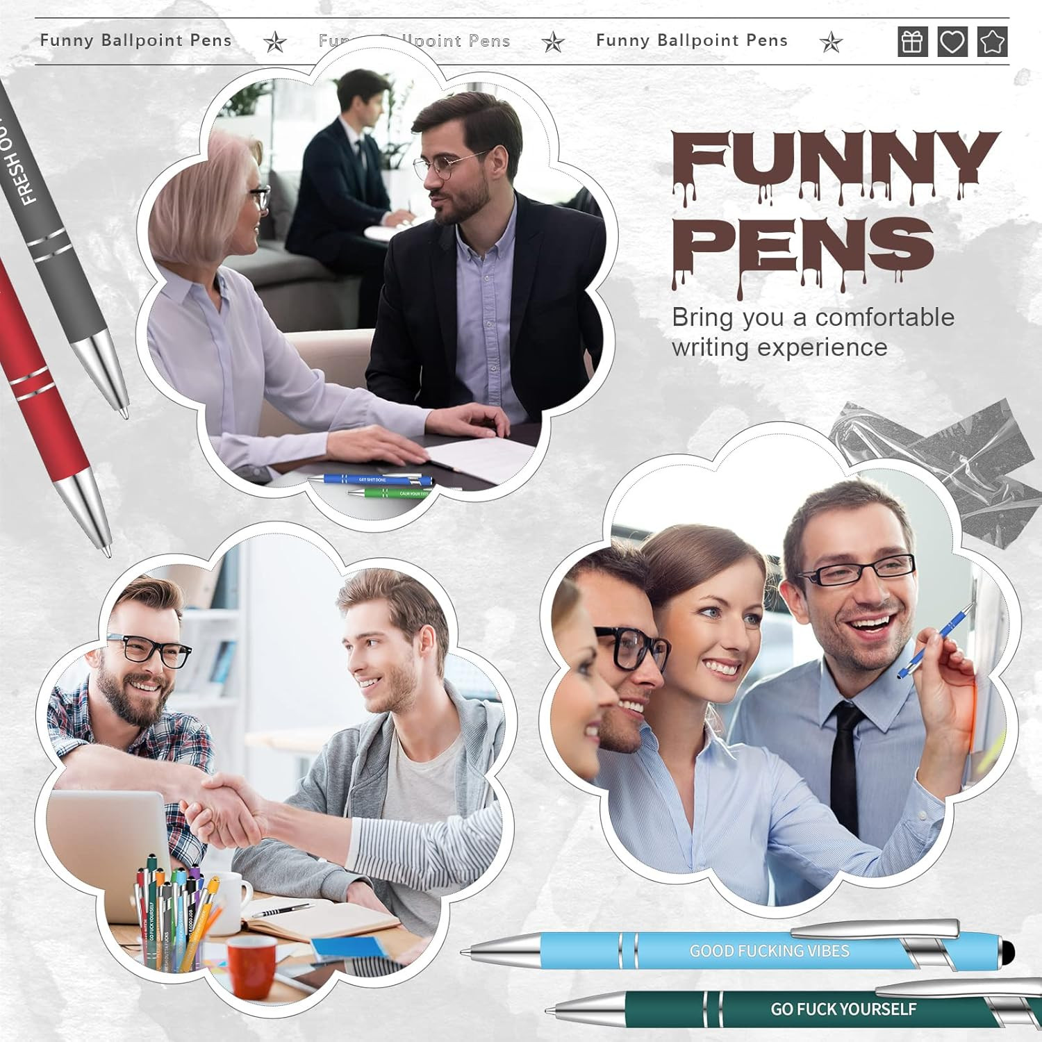 20 Pcs Funny Pens for Coworker Snarky Complaining Negative Passive Insulting Quo
