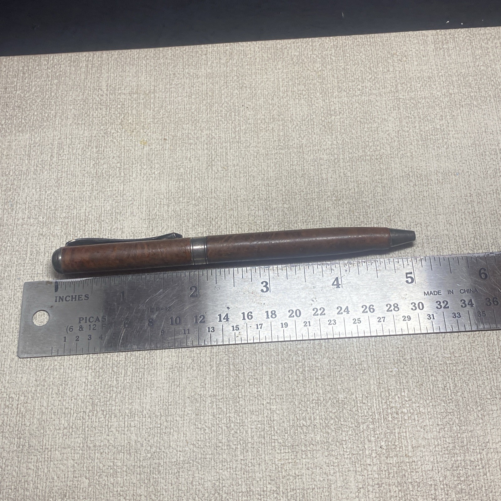 Cesare Emiliano Silver 925 Ballpoint Pen Signed Engraved Briar Wood- Rare Find