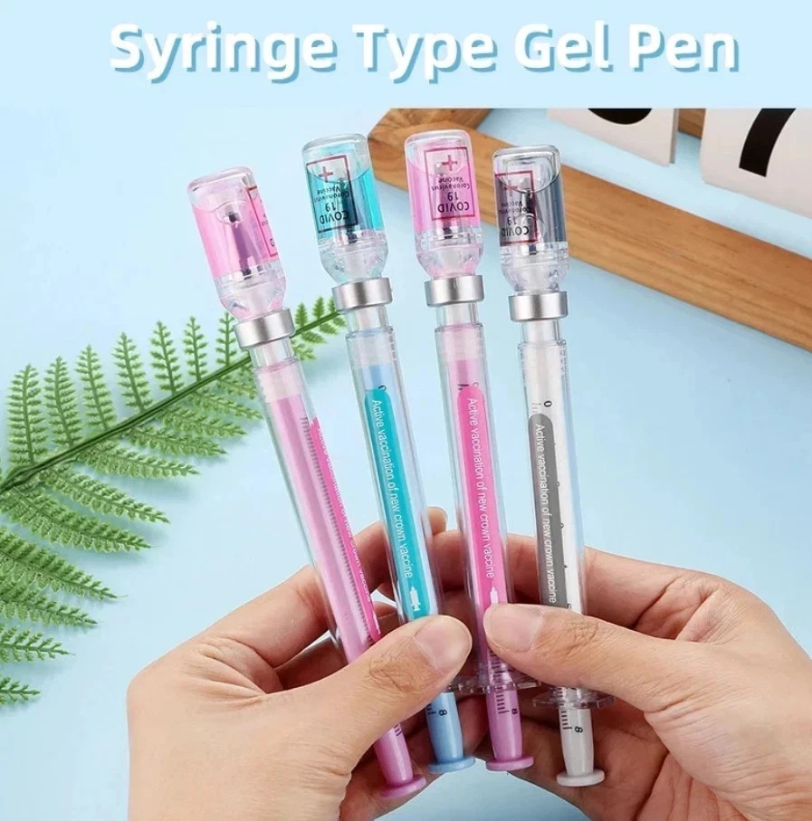 5PCS Random Color Belt Syringe Shaped Gel Neutral Pen, Signature Ballpoint Pen,