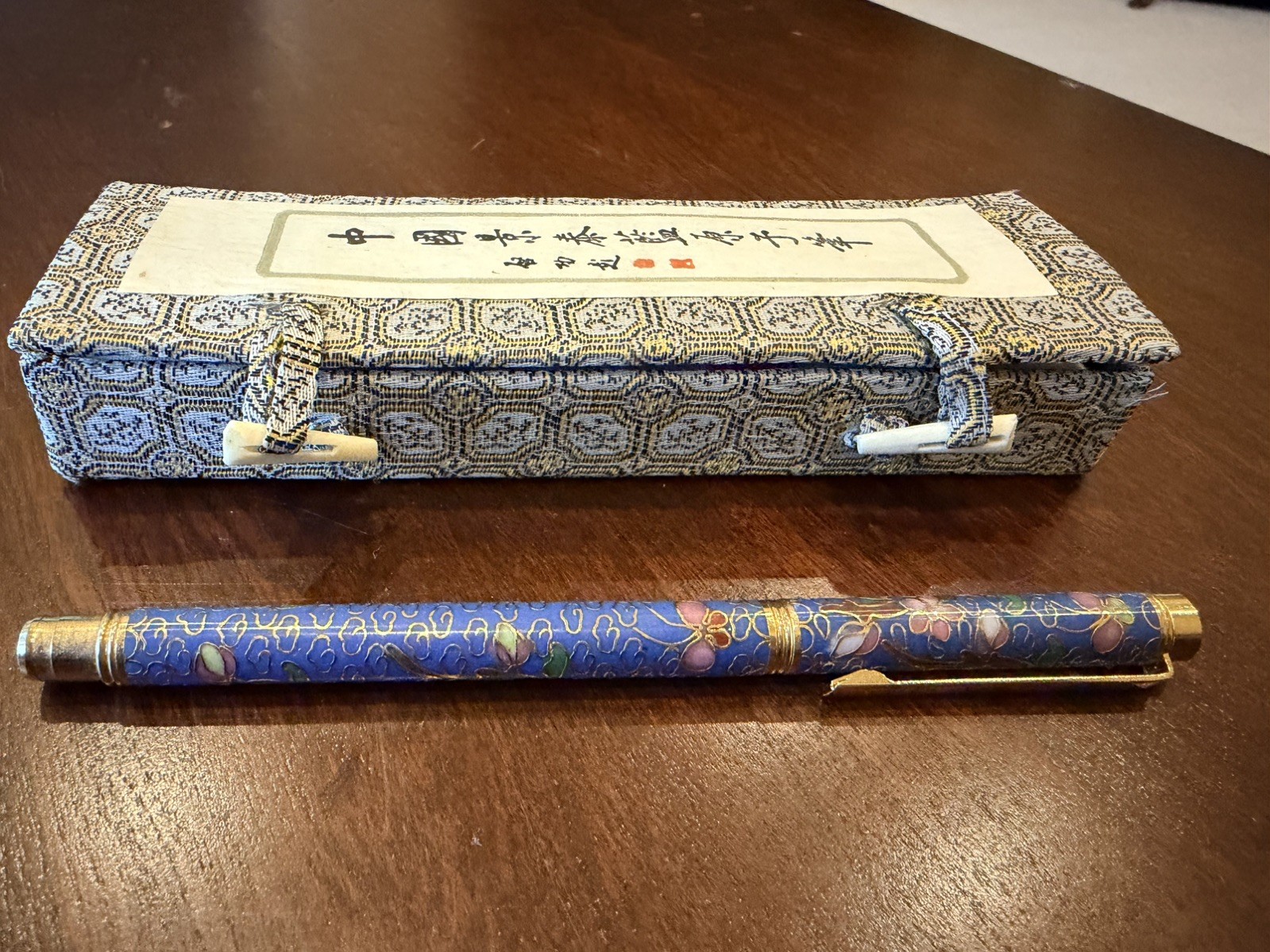 Vintage Beijing Cloisonné Enamel Ballpoint Pen Taipu R-920 Jingtailan w/ Box