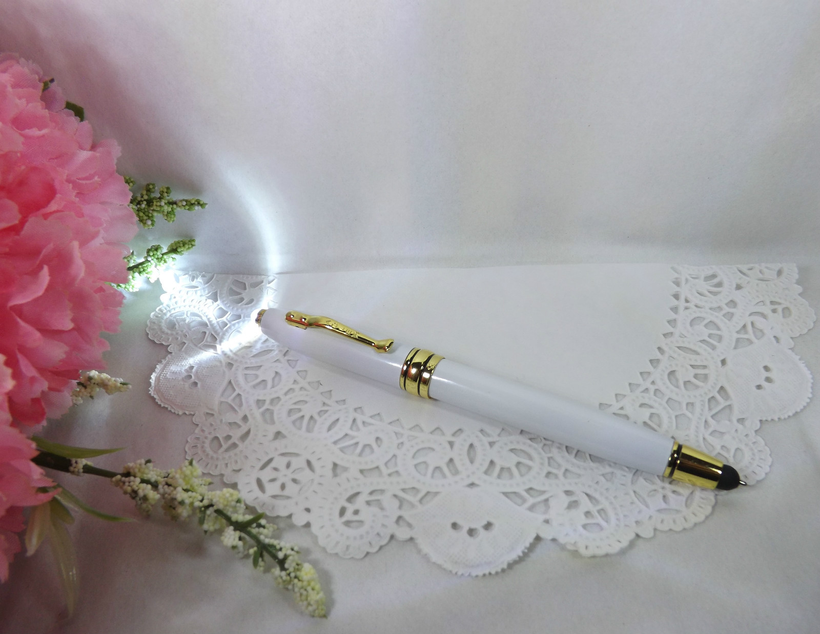 3 in 1 Royale Excel Tech White Ballpoint Stylus LED Adler Pen (HIGH QUALITY)