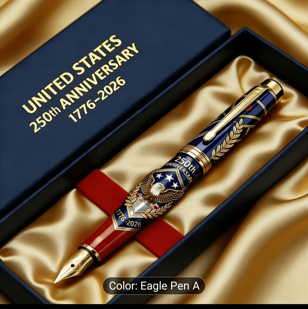 United States 250th Anniversary Metal Ballpoint Pen Gold Trim Gift Box