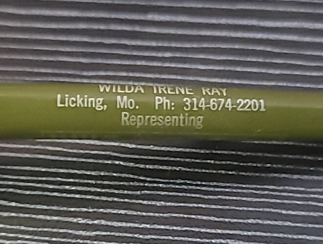 Ritepoint Celluloid Ballpoint Pen UMC/Colson – Wilda Irene Ray – Licking MO A145