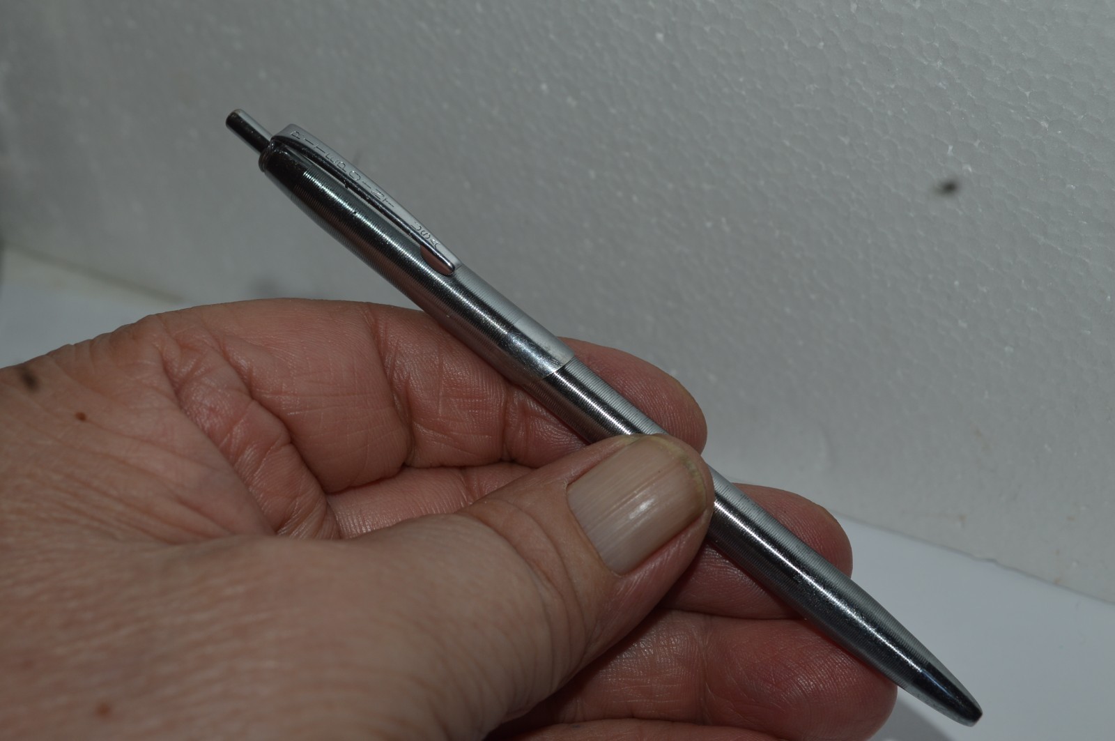 RITEPOINT Ballpoint Pen Grooved Stainless Steel Made in USA Circa 1950’s