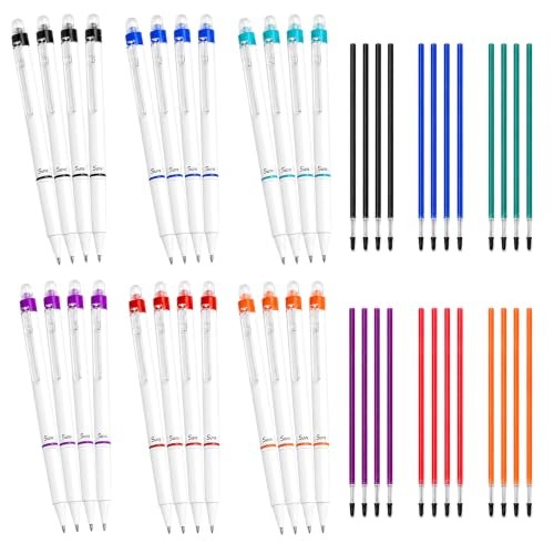 Erasable Gel Pens, 0.7mm Retractable Colored 1 Count (Pack of 24) Multicolor