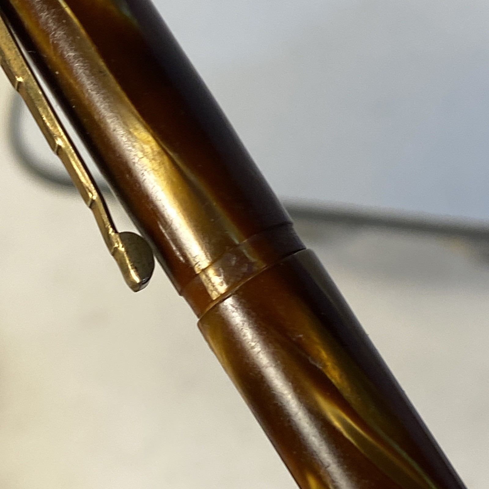 Antique Waltham Mechanical Pencil Gold and Brown Marbled Celluloid Art Deco