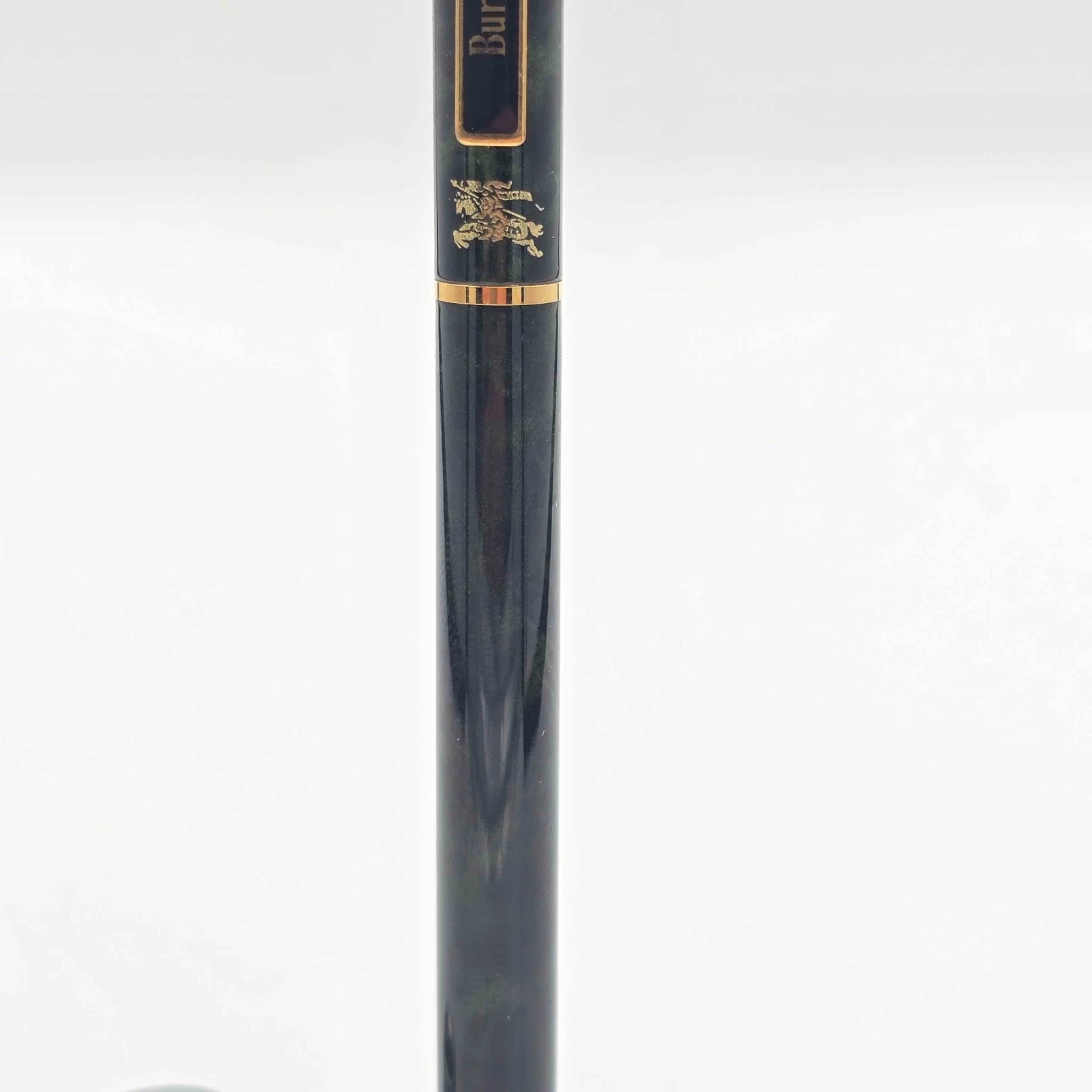​Burberrys Vintage Ballpoint Pen Green Marble BEB50 Gold Trim Japan Box Dry Ink