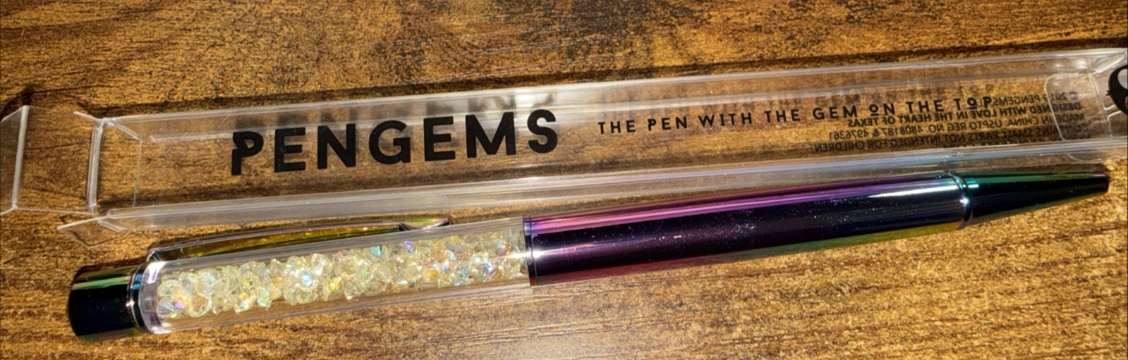 PenGems Pen with Gem – multi colored with off white cyrstals & multi colored tip