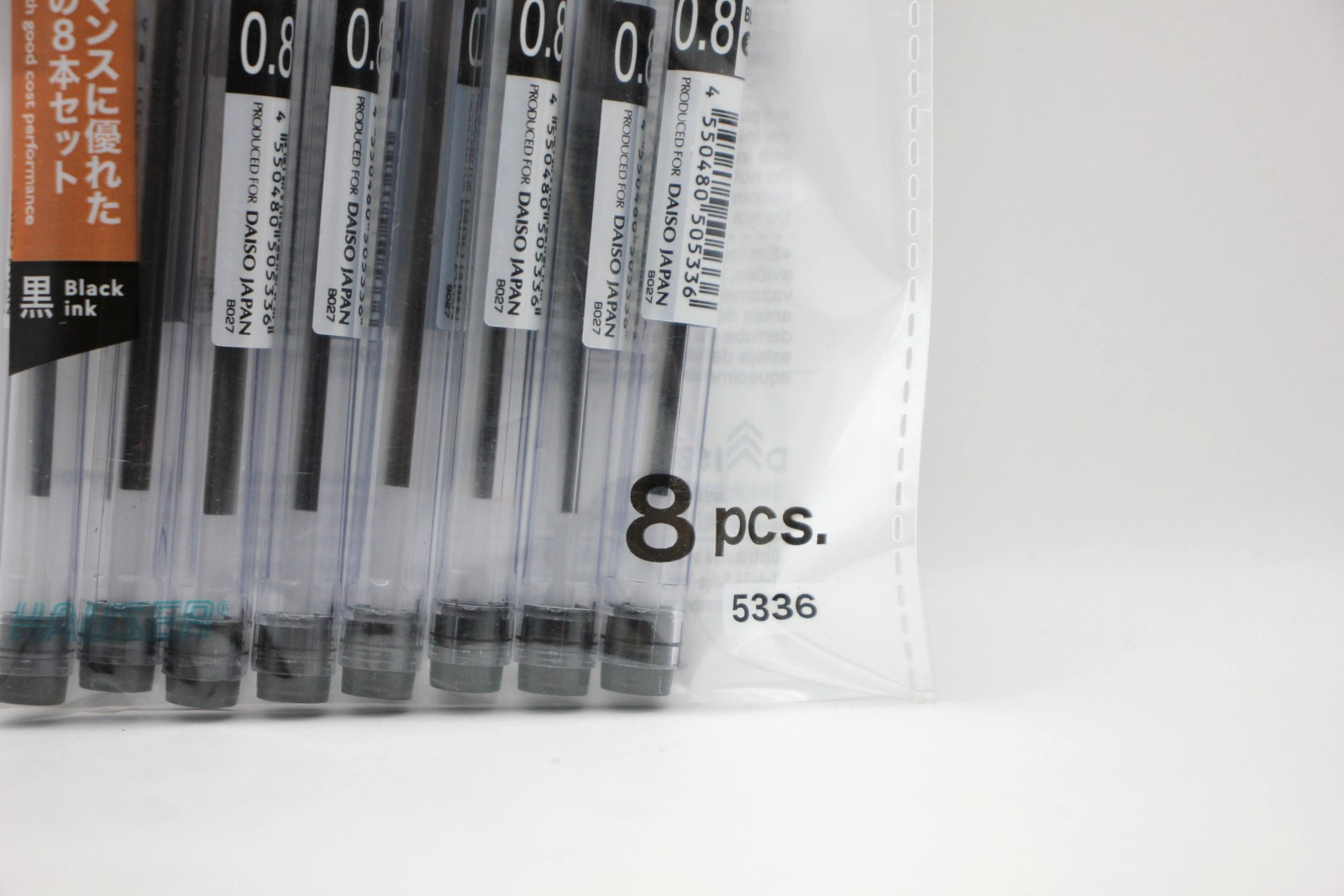 DAISO Black Ballpoint Pen 0.8mm 10Pieces Set of 3 Cap Type Oil-based ink Japan