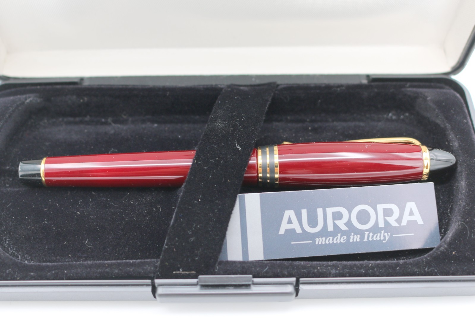 Aurora Optima Burgundy Ballpoint Pen Made In Italy w/ Box & Paper *Black Ink*