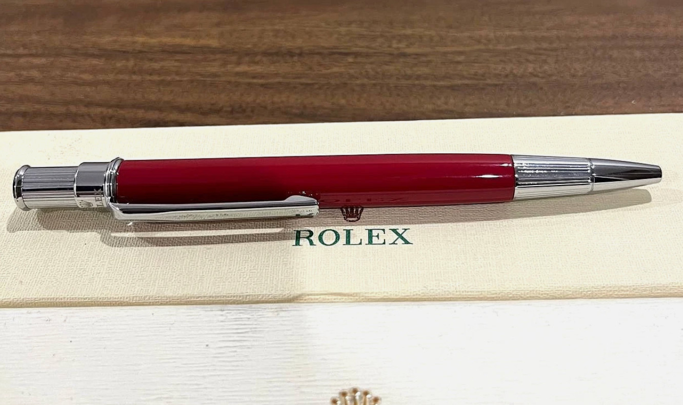 Rolex Ballpoint Pen – Burgundy & Silver Collectible Writing Instrument Luxury