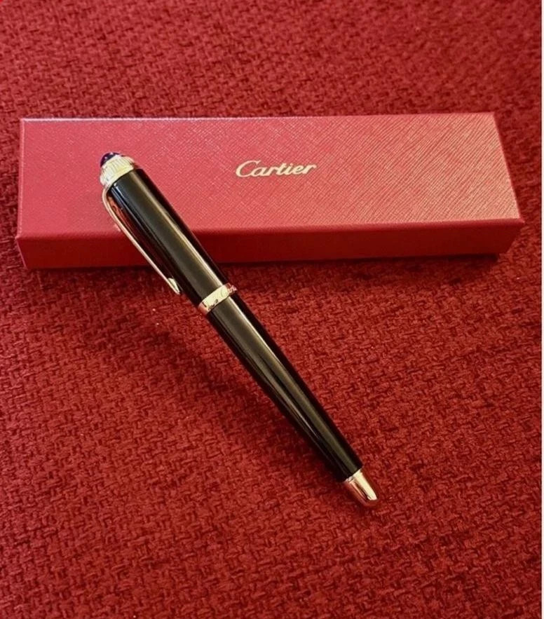 Cartier Executive Rollerball Pen Black Composite Silver Rare VIP Gift w/ Box