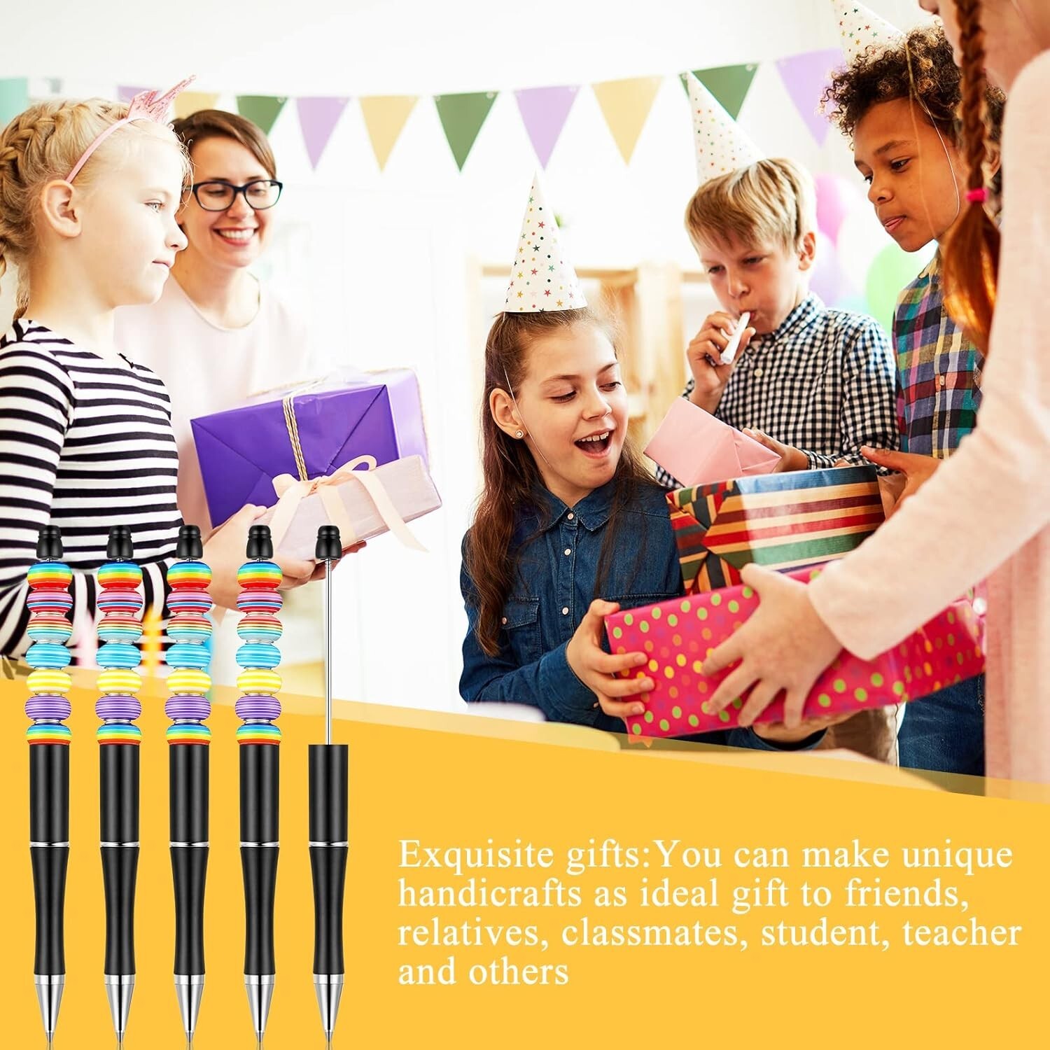 Lightweight 50-Piece Beadable Pen Bulk Set – Perfect for School & Office Use