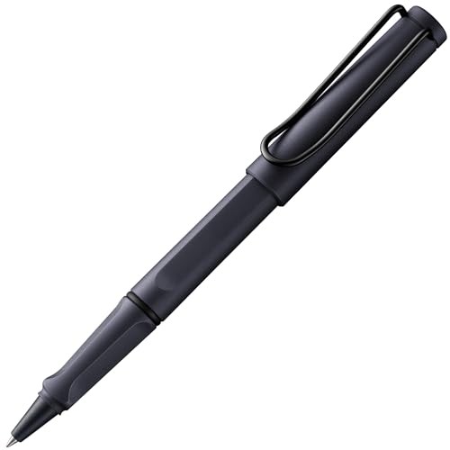 LAMY Safari Steel Black Rollerball Pen – Ergonomic Grip Medium Line Width –
