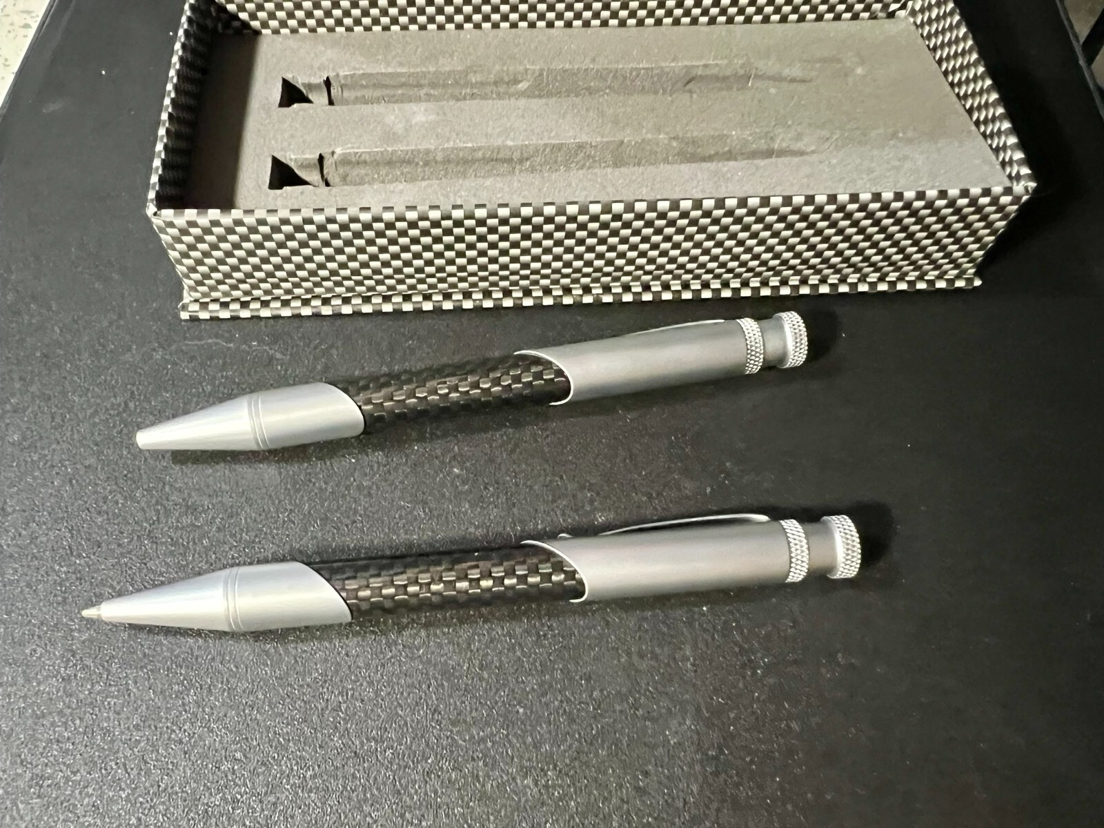 Mercedes Benz Carbon Fiber Ballpoint Pen/Pencil Set w/ Case – Original – Unused