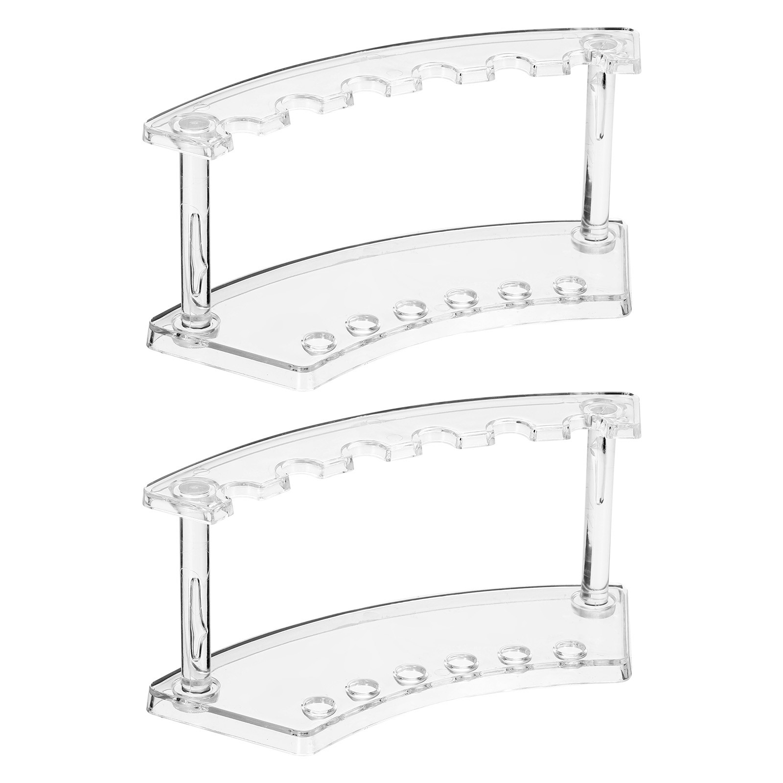 2 Pack Plastic Pen Holder 6-Slot Acrylic Pen Display Stand Vertical Clear