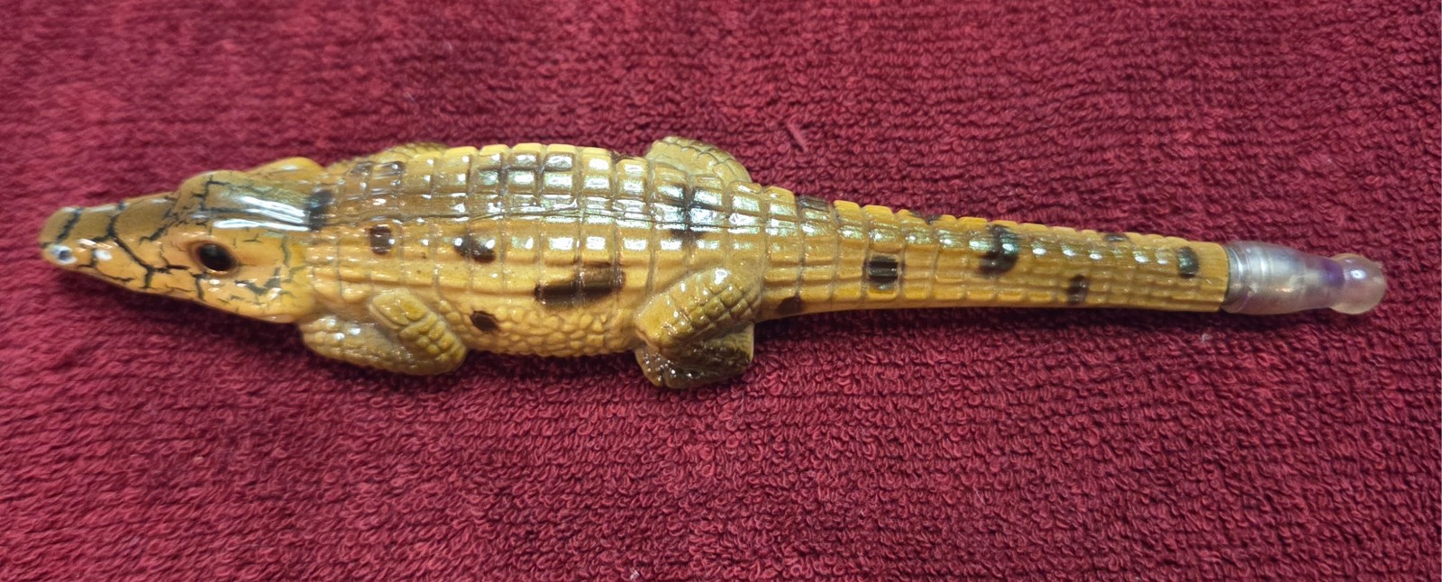 Vintage Merangue Ballpoint Pen, Tan and Brown Alligator or Crocodile, Working