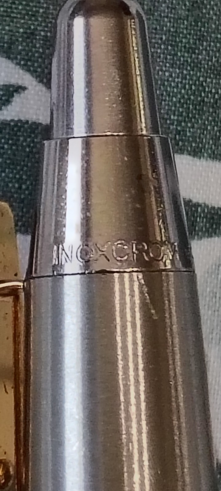Inoxcrom Oversize Stainless Steel & Gold Trim Ball Point Pen Spain