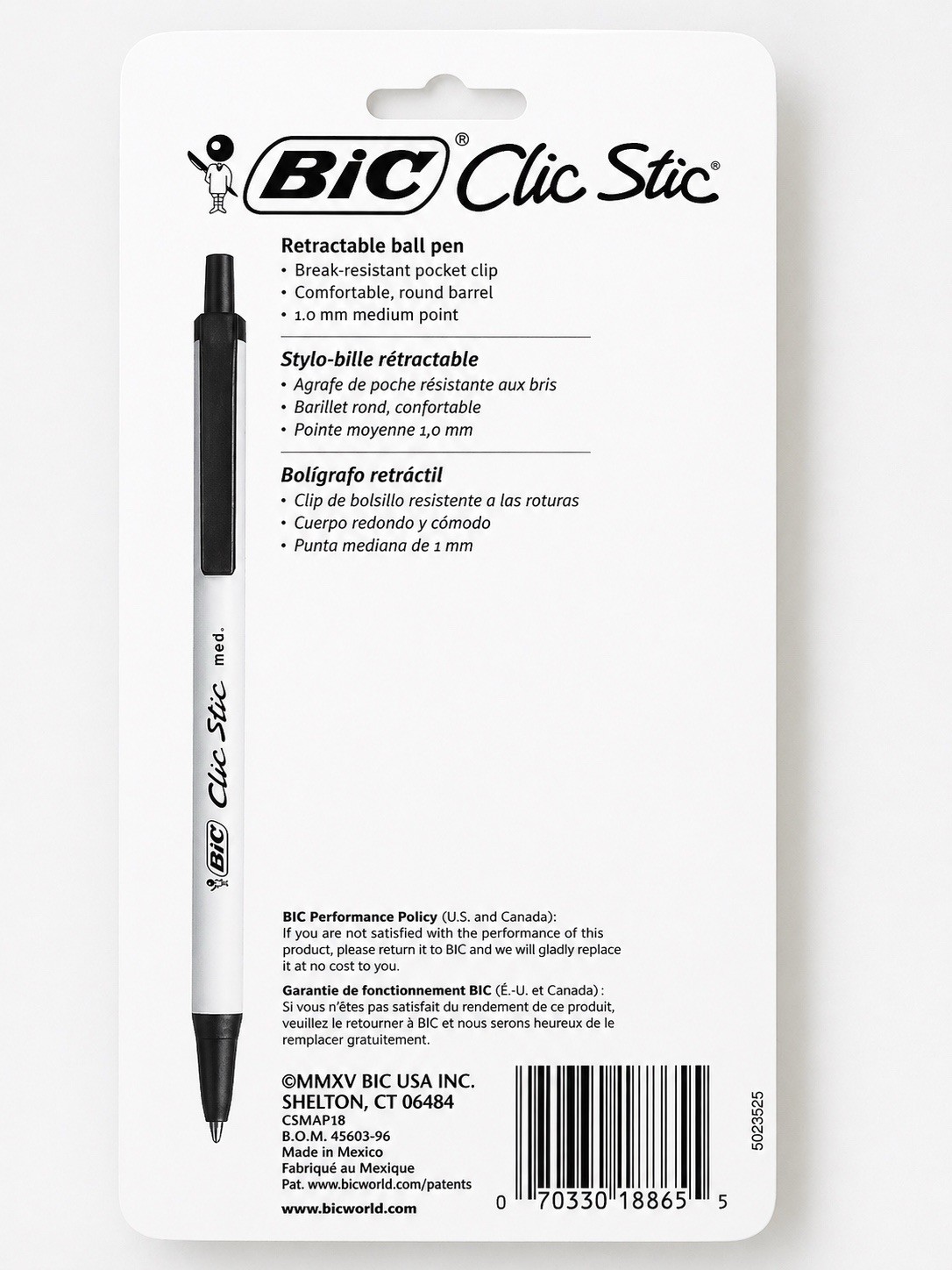 BIC Clic Stic Pens 36 Count Assorted Colors Medium 1.0mm Retractable