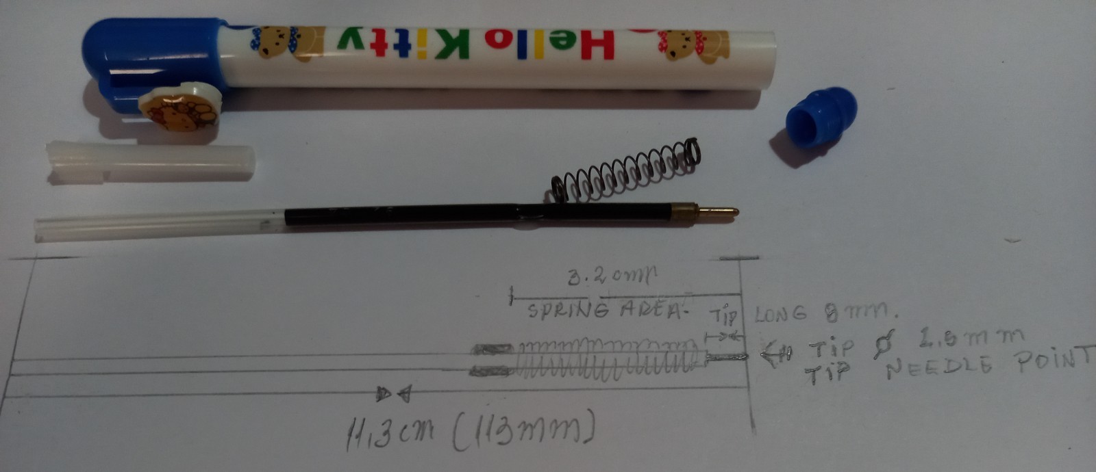 SANRIO Ballpoint Pen «Hello Kitty» Clip&Cap in 5 color (Charms on Clip).