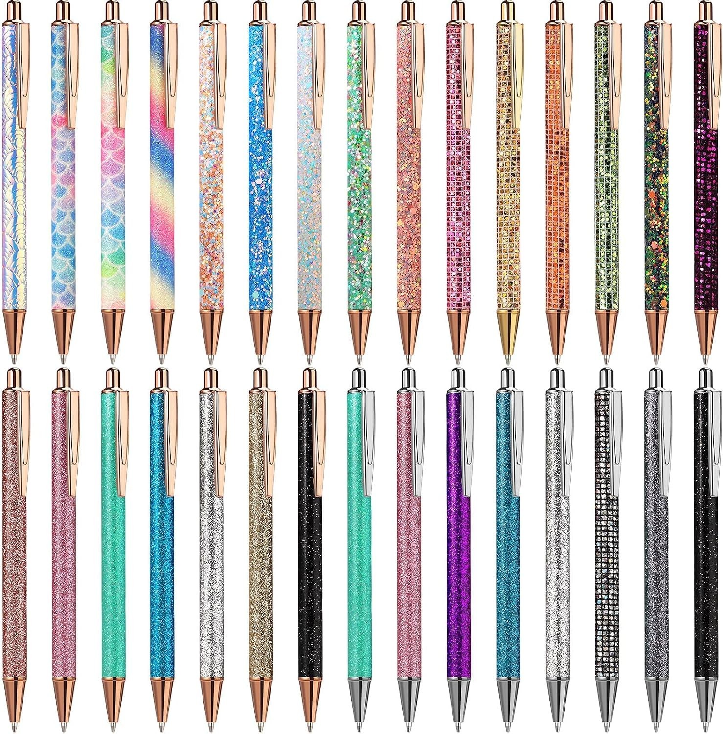 Fancy Rose Gold Ballpoint Pens – Pack of 60 Assorted Colors