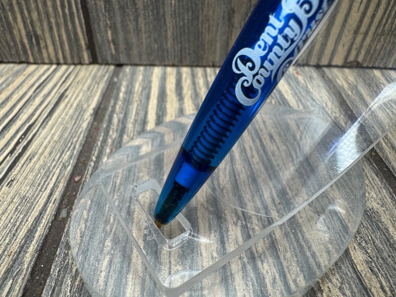 Dent County Bank Branded Click Blue Pen With Gold Clip