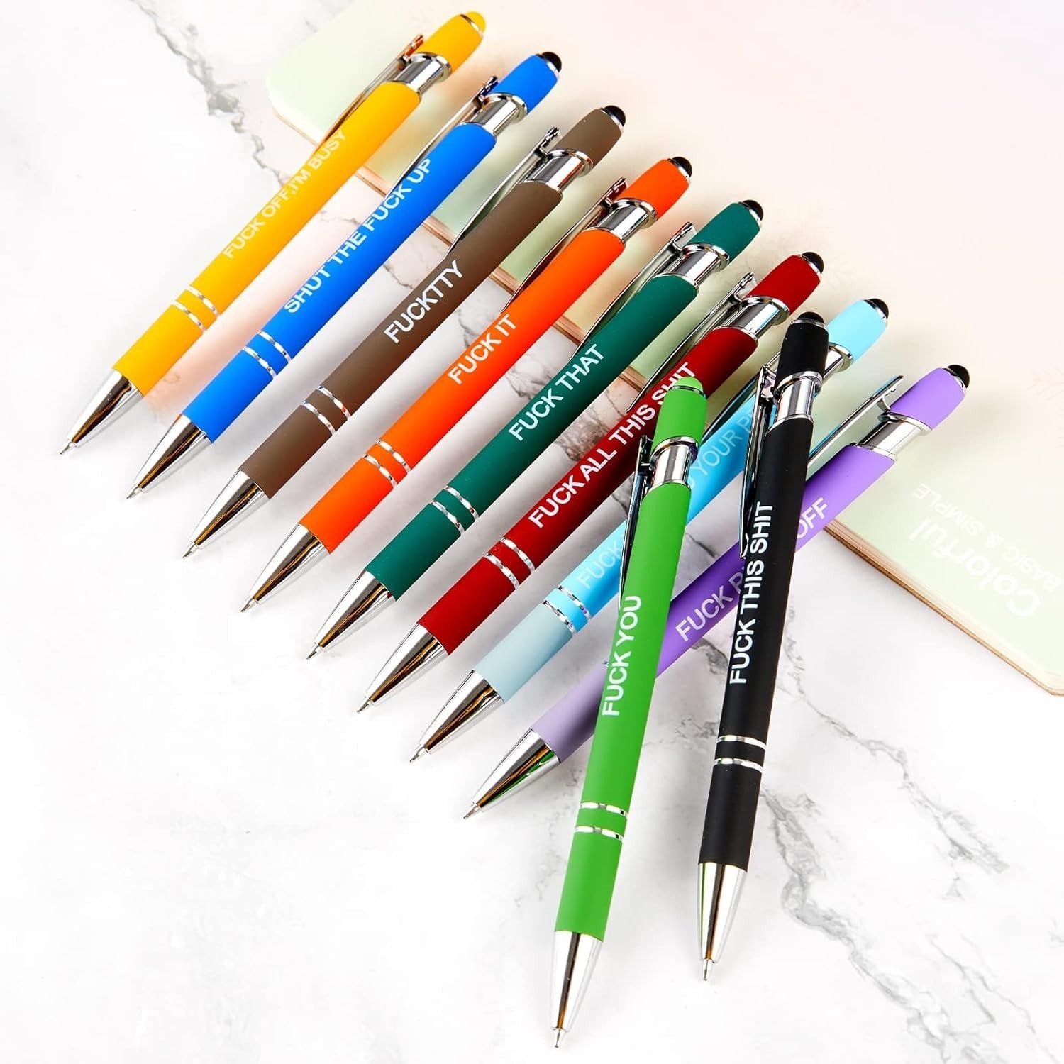 20pcs Funny Ballpoint Pens w/ Complaining Quotes Stylus Touchscreen Gift