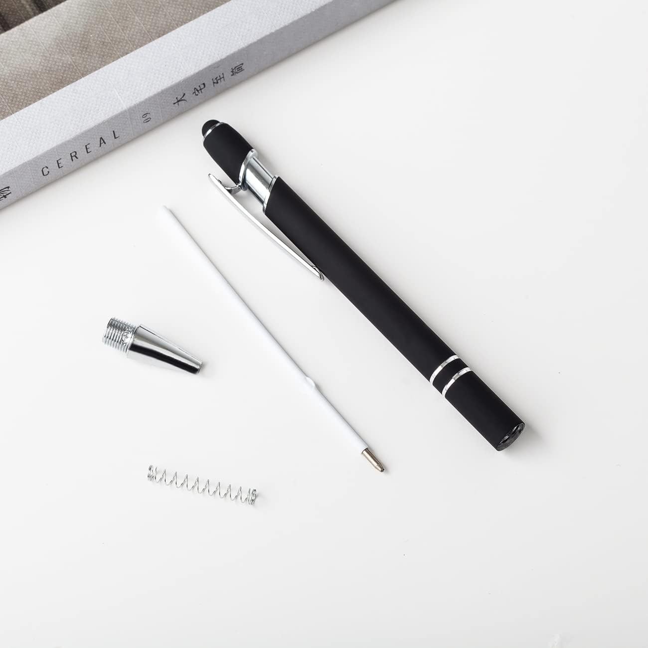 12 Pieces Black Ballpoint Pen with Stylus Tip, 2 in 1 Stylus Pen, Premium Metal