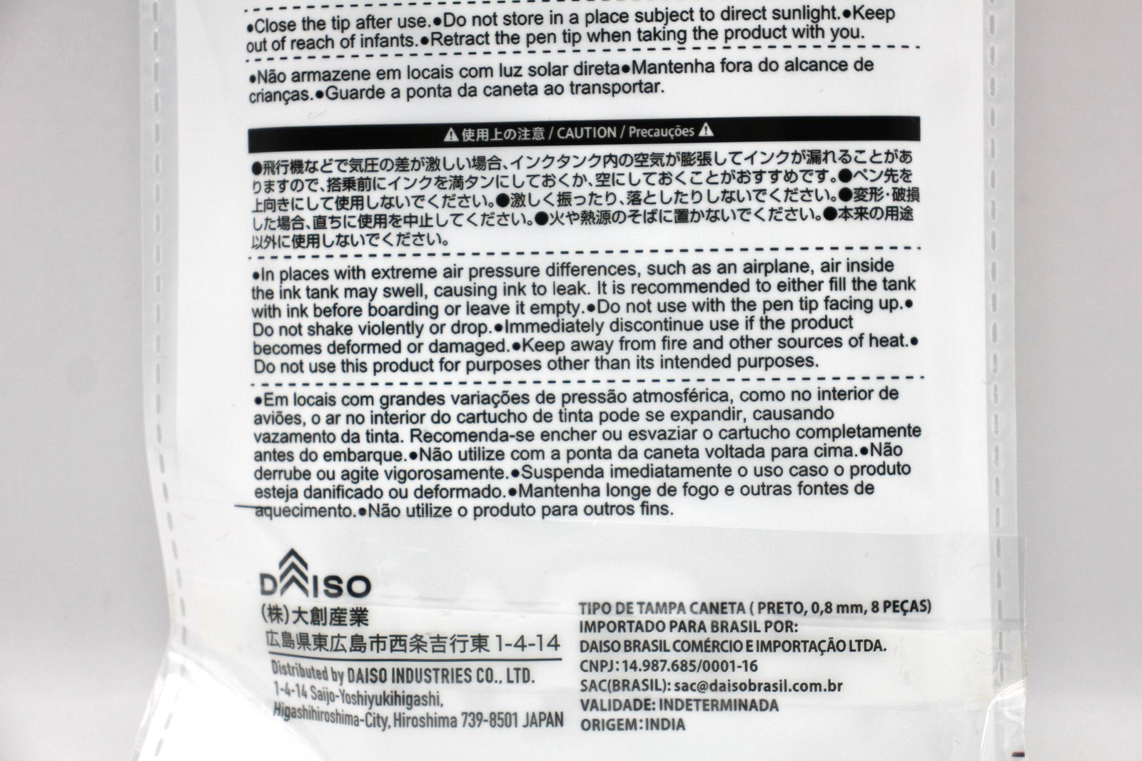 DAISO Black Ballpoint Pen 0.8mm 10Pieces Set of 3 Cap Type Oil-based ink Japan